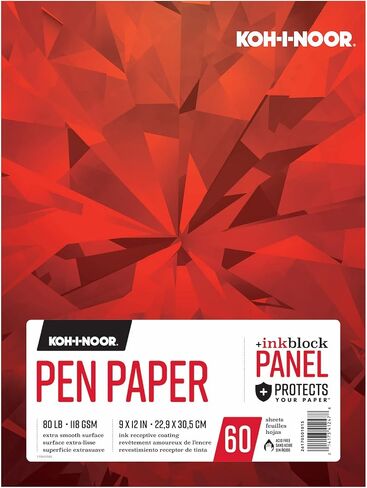 Koh-I-Noor 7 x 10" Pen Paper Bright White Smooth Paper Pad with Ink Block Panel, 80lb/118 GSM, 60 Sheets per Pad, 1 Each (26170500615) in Saudi Arabia
