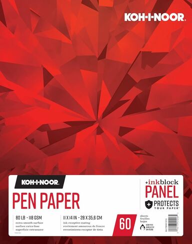 Koh-I-Noor 7 x 10" Pen Paper Bright White Smooth Paper Pad with Ink Block Panel, 80lb/118 GSM, 60 Sheets per Pad, 1 Each (26170500615) in Saudi Arabia
