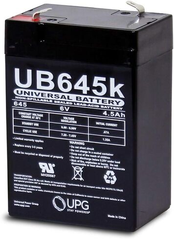 UPG UVUB645F1 6V / 4.5Ah بطارية حمض الرصاص مختومة مع أطراف F1-.187in in Kuwait