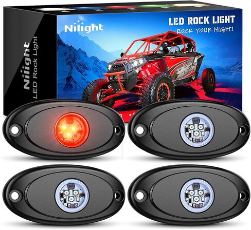 Nilight LED Rock Light 4PCS White Light Pods Waterproof Under Body Wheel Well Light Exterior Interior Lights for Car Truck Pickups ATV UTV SUV Motorcycle Boat, 2 Years Warranty in Saudi Arabia