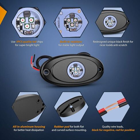 Nilight LED Rock Light 4PCS White Light Pods Waterproof Under Body Wheel Well Light Exterior Interior Lights for Car Truck Pickups ATV UTV SUV Motorcycle Boat, 2 Years Warranty in Saudi Arabia