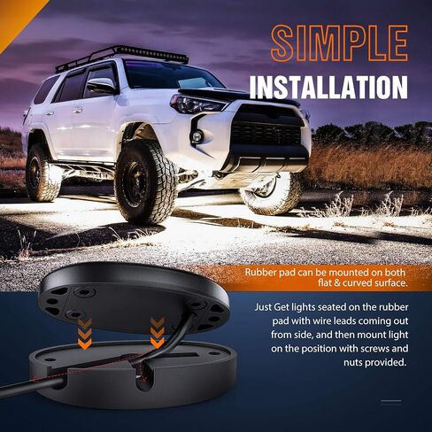 Nilight LED Rock Light 4PCS White Light Pods Waterproof Under Body Wheel Well Light Exterior Interior Lights for Car Truck Pickups ATV UTV SUV Motorcycle Boat, 2 Years Warranty in Saudi Arabia