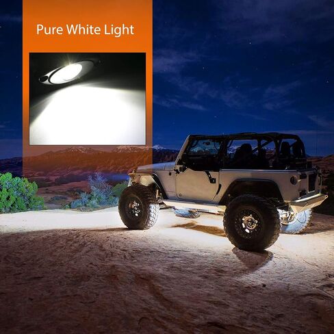 Nilight LED Rock Light 4PCS White Light Pods Waterproof Under Body Wheel Well Light Exterior Interior Lights for Car Truck Pickups ATV UTV SUV Motorcycle Boat, 2 Years Warranty in Saudi Arabia