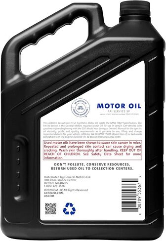 ACDelco GM Original Equipment 10-9147 dexos™1 GEN 2 Full Synthetic 5W-30 Motor Oil - 5 Qt in Saudi Arabia
