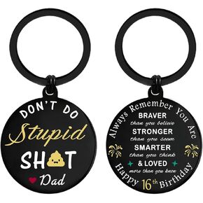 EE&YU Don't Do Stupid Keychain from Love Mom Dad - Teen Boys Girls Christmas Gag Gifts, Funny Son Daughter Stocking Stuffer