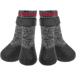 Mihachi Dog Socks Rubber Sole Paw Protectors with Straps Traction Control Anti-Slip Waterproof Boots Winter Paw Protectors