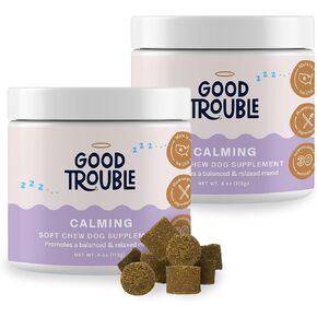 Good Trouble Pets Calming Supplement for Dogs - Fruit Blend Flavor - 90 Chews - Promotes Relaxation & Soothes Anxiety