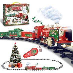 Train Set, Train Set for Under Christmas Tree,Train Set for Toddlers w/Music, Changing Lights, Smoke, Christmas Tree Train, Electric Train Set for Christmas Tree,Toy Gift for Boys,Girls,Kids 4-8, 10+