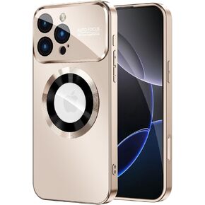 Magnetic for iPhone 16 Pro Max Case, Compatible with MagSafe, Built-in Camera Lens Protector, Logo View, Military Grade Drop Protection Phone Cover, Black