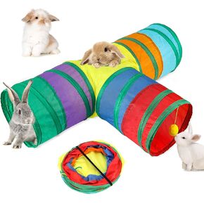 BWOGUE Bunny Tunnels & Tubes Collapsible Carrot Bunny Hideout Extra Large Small Animal Tunnel Toys for Dwarf Rabbits Bunny Guinea Pigs Kitty