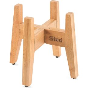Sted Bamboo Dog Raised Bowl Stand, Adjustable Width 6.5-8.5 Inches, 8.5'' Tall, Multi Functional, Easy Disassembly, for Small Medium Dogs