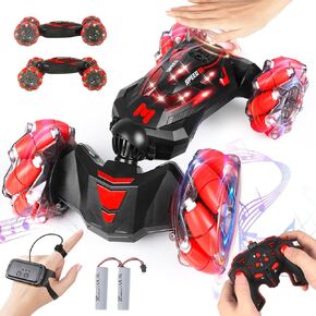 RC Stunt Car, 2.4 GHz 4WD Remote Control Gesture Sensor Toy Cars, Double Sided Rotating Off Road Vehicle 360° Flips with Lights Music, Drift rc car for Boys and Girls 3-12 Birthday
