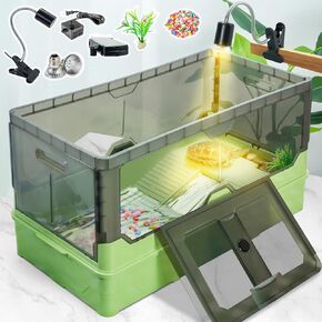 Wedoelsim Complete Terrarium Kit for Baby Turtles - Includes Basking Platform, Rain Shower, Filter, and Water Pump - Suitable for Small Tank Setup, a Present for Children