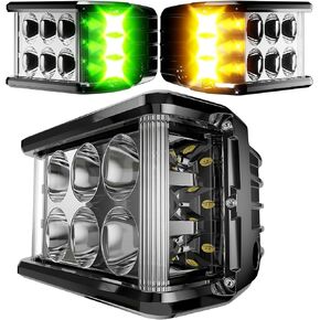 5D 52inch 300W LED Light Bar + 4 inch White/Amber Yellow LED Pods Strobe Fog Light Spot Flood Offroad with Upper Windshield Mounting Brackets Switch Wiring Harness Fit For 1997-2006 Wrangler TJ