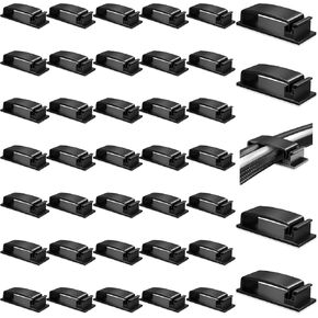 50Pcs Cable Management, Cord Organizer, 3 Functions Under Desk Cable Management Clips, Adhesive Wire Holder Keeper Organizer for Home Office Desk Phone Car Wall Desktop (50Pcs Black)