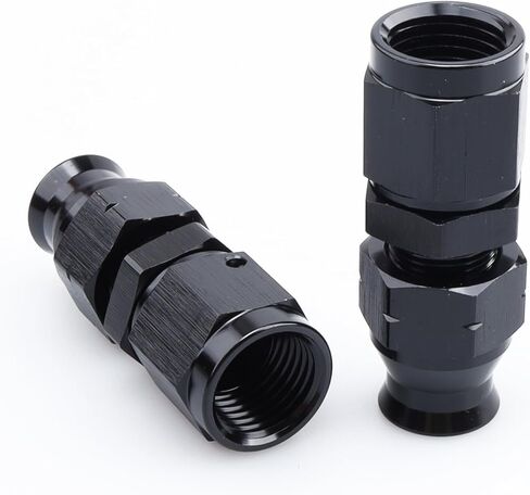 Aluminum Alloy -8 AN Female to 1/2" Hardline Tube Fuel Fitting Compression Adapter, Black Pack of 2 in Kuwait