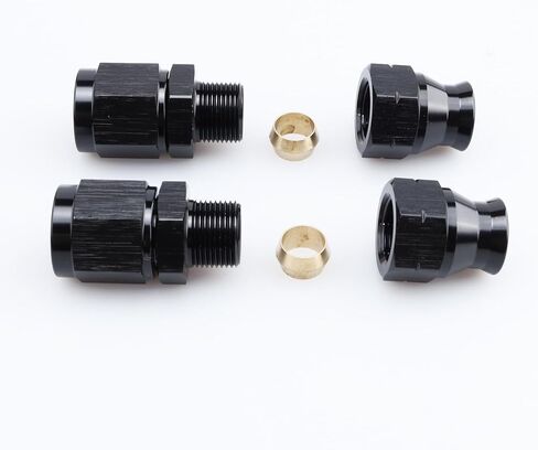 Aluminum Alloy -8 AN Female to 1/2" Hardline Tube Fuel Fitting Compression Adapter, Black Pack of 2 in Kuwait