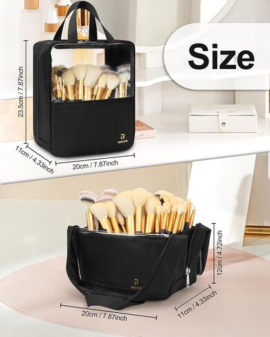 MONSTINA Makeup Brush Organizer Bag,Large Capacity Portable Stand-Up Makeup Brush Holder,Professional Artist Makeup Brush Sets Case Dust-proof TPU Transparent Clear in Saudi Arabia
