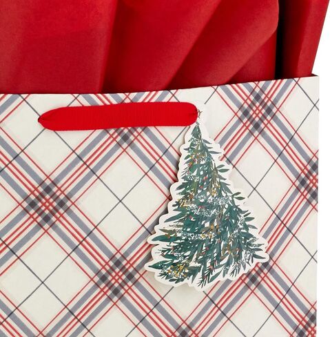 Hallmark 6" Small Holiday Gift Bag Set (Pack of 5; Red, White and Kraft) Snowflakes, Stripes, Merry (5XGB1798) in Saudi Arabia