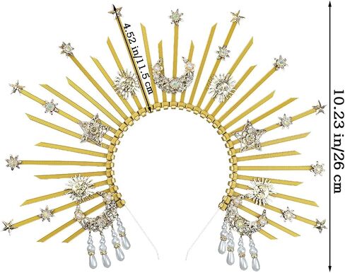 Bubbmi Women Sun Goddess Hair Band Mary Halo Crown Sunburst Headband Costume Party Cosplay Wedding Photoshoot Festival Headpiece in Kuwait