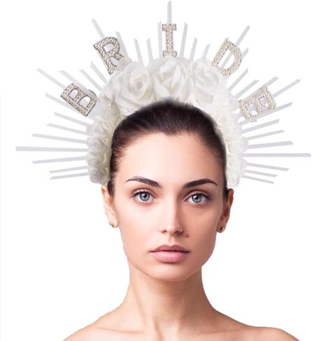 Bubbmi Women Sun Goddess Hair Band Mary Halo Crown Sunburst Headband Costume Party Cosplay Wedding Photoshoot Festival Headpiece in Kuwait