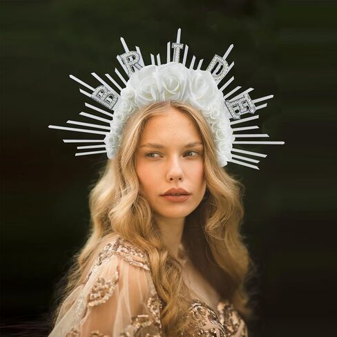 Bubbmi Women Sun Goddess Hair Band Mary Halo Crown Sunburst Headband Costume Party Cosplay Wedding Photoshoot Festival Headpiece in Kuwait