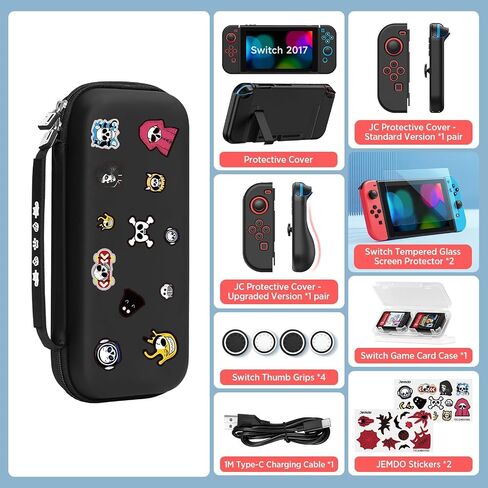 JEMDO Switch Carrying Case Accessories Kit Compatible with Switch,15in1 Accessories Bundle Storage Bag Set,Travel Case Include Protective case,Screen Protector,Thumb Grip,Game Card Case,White in Saudi Arabia