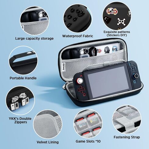 JEMDO Switch Carrying Case Accessories Kit Compatible with Switch,15in1 Accessories Bundle Storage Bag Set,Travel Case Include Protective case,Screen Protector,Thumb Grip,Game Card Case,White in Saudi Arabia