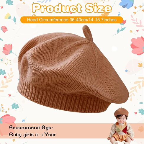 Baby Beret Hat Toddler Girls Fall Winter Warm Beanie Cap Little Girl French Artist Knit Hat for 0-12 Months in Kuwait