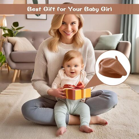 Baby Beret Hat Toddler Girls Fall Winter Warm Beanie Cap Little Girl French Artist Knit Hat for 0-12 Months in Kuwait