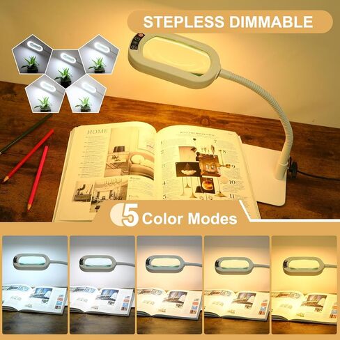 Veemagni 10X Rectangle Magnifying Glass with Light and Stand, Flexible Gooseneck LED Lighted Desk Lamp, 5 Color Modes Stepless Dimmable, Hands Free Magnifier for Reading Crafts Painting Close Work in Saudi Arabia