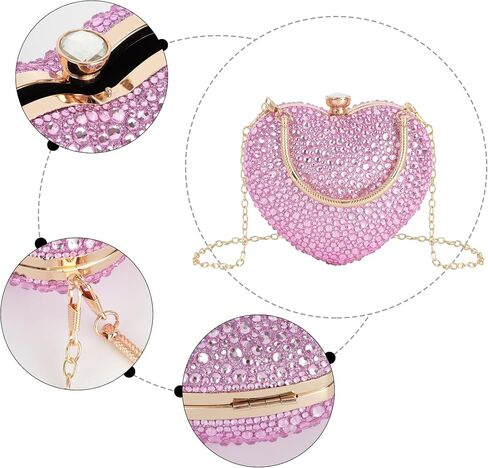 Women Heart Shaped Clutch Handbag Wedding Party Evening Bag Mini Chain Purse Cocktail Prom Tote Shoulder Bag in Saudi Arabia