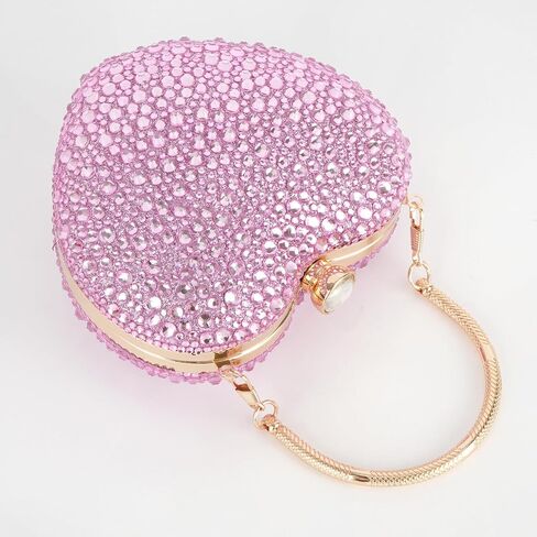 Women Heart Shaped Clutch Handbag Wedding Party Evening Bag Mini Chain Purse Cocktail Prom Tote Shoulder Bag in Saudi Arabia