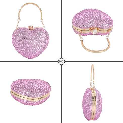Women Heart Shaped Clutch Handbag Wedding Party Evening Bag Mini Chain Purse Cocktail Prom Tote Shoulder Bag in Saudi Arabia