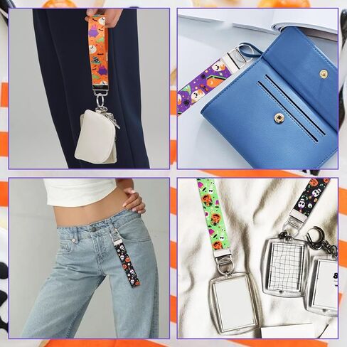 Funmemoir Halloween Keychain Lanyard Wristlet, Ghost Halloween Hand Wrist Strap, Halloween Birthday Baby Shower Decorations in Kuwait