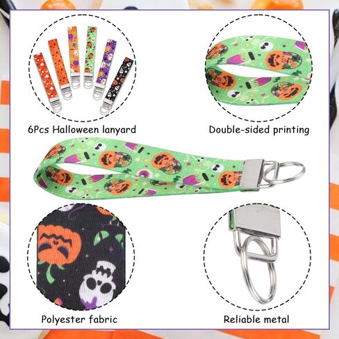 Funmemoir Halloween Keychain Lanyard Wristlet, Ghost Halloween Hand Wrist Strap, Halloween Birthday Baby Shower Decorations in Kuwait