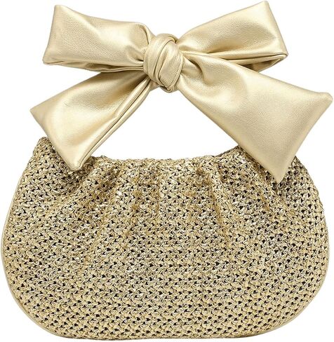 Verdusa Women's Ruched Hobo Handbag Cute Bow Clutch Purse Small Leather Top Handle Bags in Saudi Arabia