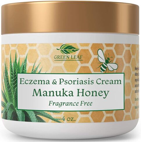 Manuka Honey Eczema Cream Moisturizing Lotion Treatment For Psoriasis Relief - Itchy, Dry Skin Rash Healing Ointment - Skin Soothing Moisturizer For Kids, Adults, Baby Ultra Strength Body & Face Cream in Kuwait
