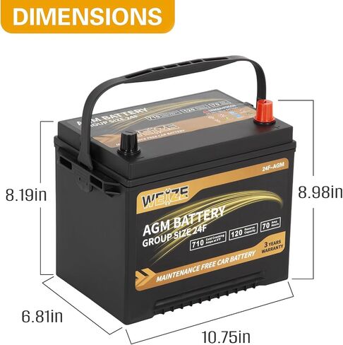 Weize Platinum AGM Battery BCI Group 49-12v 95ah H8 الحجم 49 بطارية السيارة، 160RC، 900CCA، ضمان 36 شهرًا in Kuwait