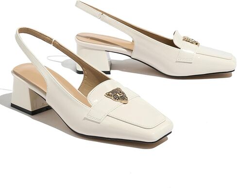 حذاء لوفر نسائي بكعب، كعب مكتنز مريح للنساء، كعب لوفر من الخلف، حذاء بكعب مدبب وكعب منخفض in Kuwait