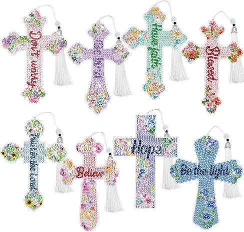 Christian Diamond Painting Bookmarks - 8 Pcs Bible Verse Triangle Diamond Art Corner Bookmarks Kits Inspirational Flower Religious DIY Bookmarks for Reading Lover Beginner Adults Crafts Kit Gift in Kuwait