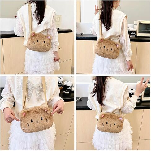 Amamcy لطيف القط Crossbody محفظة الوردي الصغيرة رقيق حقيبة كتف الحيوان أفخم حقيبة ساعي Kawaii محفظة للنساء in Kuwait