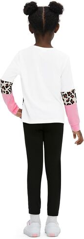 PATPAT Little Girls Clothes Crew Neck Leopard Color Block Sweatshirt and Leggings Girls Outfits Size 4-14Y in Kuwait
