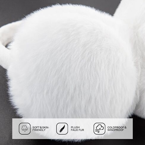 Winter Ear Muffs Women Fuzzy Earmuffs Faux Fur White Ear Warmers Girls Black Warm Ear Covers Fluffy Cute Pink Large in Kuwait