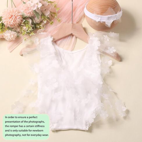 Newborn Photography Outfits Girl Newborn Photography Props Lace Romper with Headband Newborn Infant Photo Shoot Outfits Girls Photo Props Newborn Girl Photoshoot Outfits in Kuwait