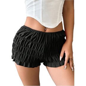 Women's Y2k Ruffle Shorts Low Waist Bloomers Mini Shorts Micro Shorts