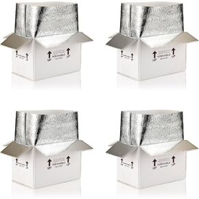 10x6x7''4 Pack Insulated Shipping Boxes with Aluminum Foil Liner,Double Insulated Carton for Frozen Food and hot,Reusable Perishable Shipper Cooler Box, Small Mailing Box for Shipping in Kuwait