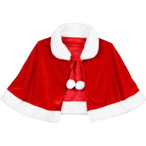 Christmas Santa Claus Cloak Mrs. Claus Hooded Cape Robe Xmas Velvet Shawl for Women Cindy Cosplay Halloween
