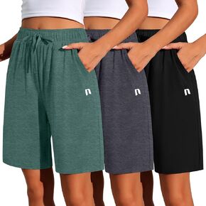 Neer 3 Pack Women's Shorts Quick Dry Shorts Women Drawstring High Waisted Shorts Womens Bermuda Athletic Shorts with Pockets