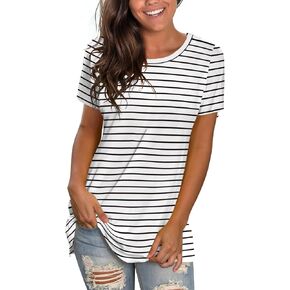 Saloogoe Womens Loose Fit Tshirts Short Sleeve Summer Tops Casual Workout Yoga Tunic T Shirts Tops in Kuwait